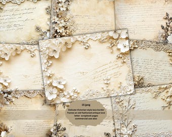 Floral Denim Junk Journal Pages: Shabby Chic Ephemera (Digital Download)