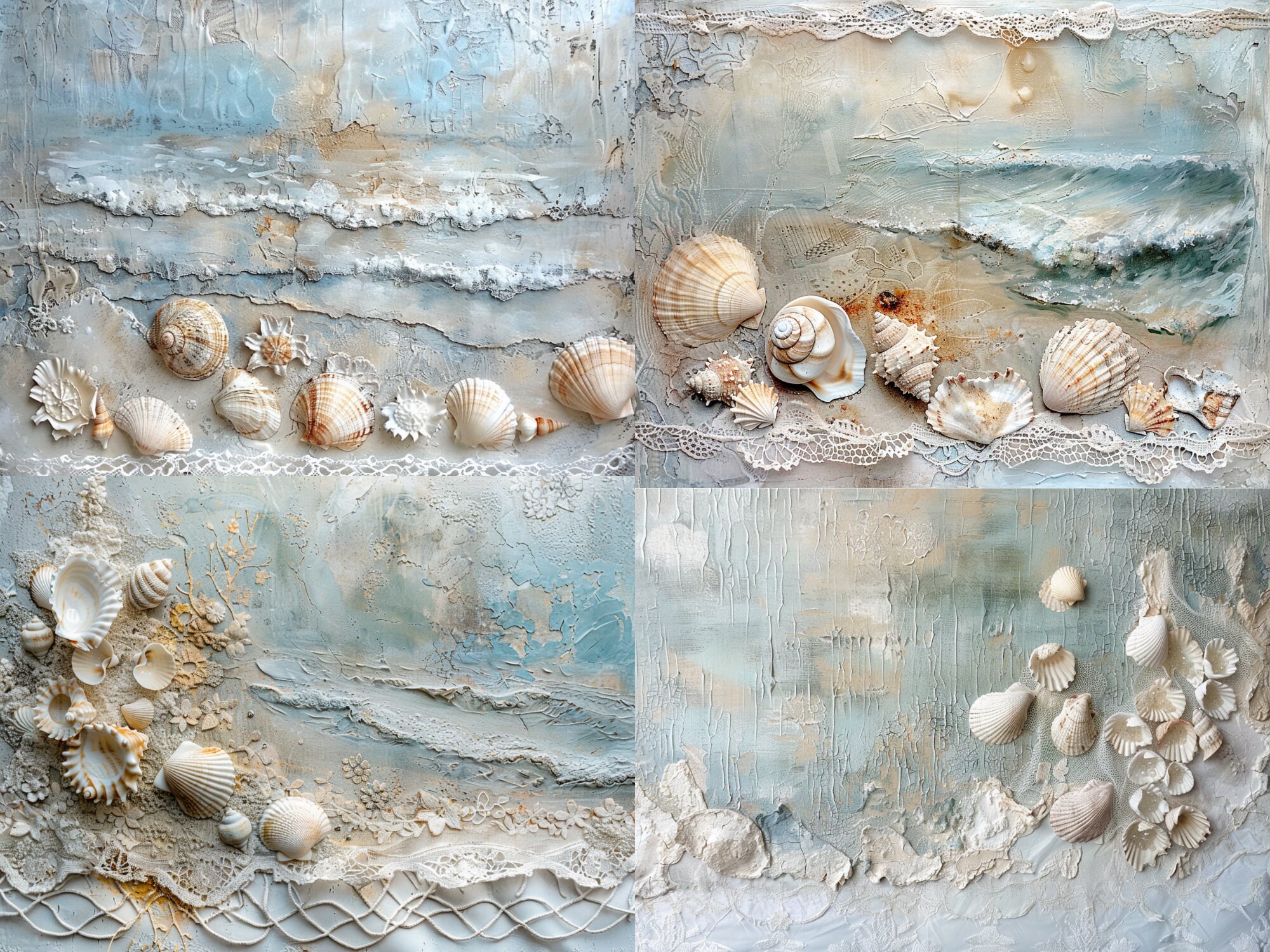 Coastal Shabby Beach Junk Journal Pages, Digital Scrapbook Paper Kit ...