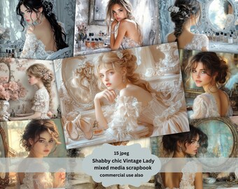 Beautiful woman looking in mirror junk journal, Junk Journal digital Download, Victorian Junk Journal, Junk Journal,  Junk Journal