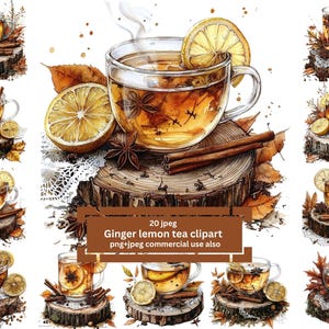 JPEG+PNG Watercolor Lemon Tea Clipart, Fresh Lemon Slice, Lemon Branch and Leaf, Lemonad | Instant Download for Commercial Use clip art PNG