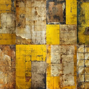 Distressed Yellow Journal Pages, Digital Junk Scrapbook Paper Kit ...