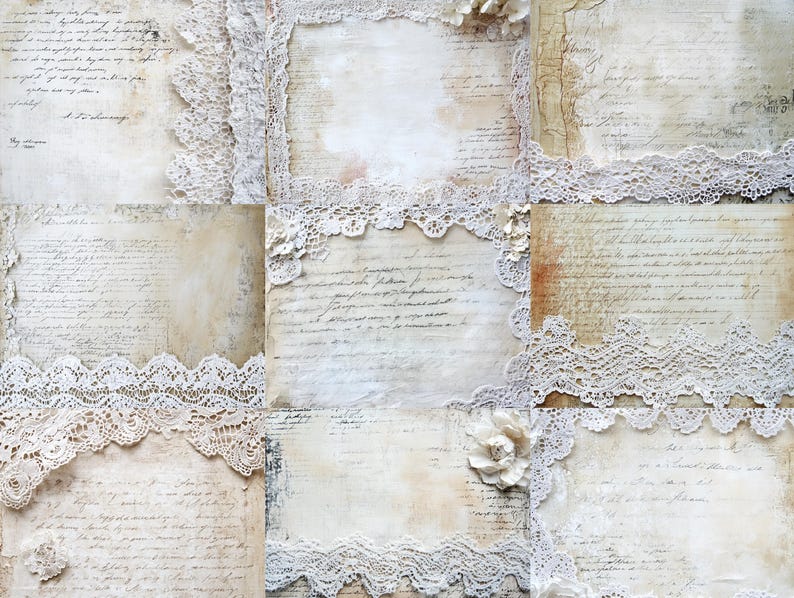 White Lace Junk Journal Sheet Pages, Digital Scrapbook Paper Kit ...