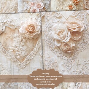Romantic heart Junk Journal | Printable Kit | Elegant Pink Lace Pearls Hearts | Shabby Chic | Valentines Junk Journal | Wedding Paper
