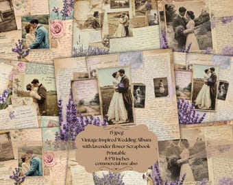 Vintage wedding Lovers, Victorian Couples, Romantic Journal, Printable Ephemera, Love Junk Journal, Romantic Couples, ATC Cards, floral