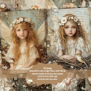 Angle Fairy girl junk journal | vintage Fairies | Printable Watercolor clipart | High Quality JPGs | Digital download | Paper craft