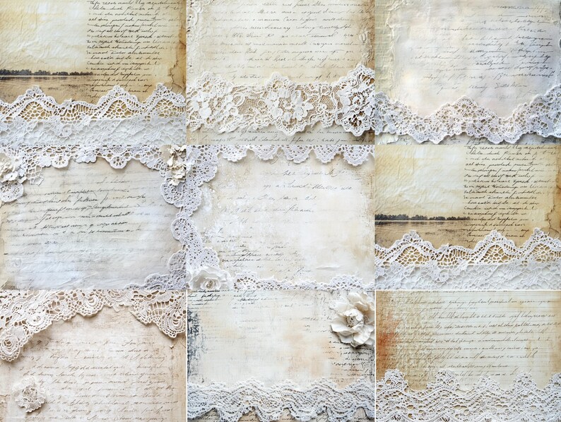 White Lace Junk Journal Sheet Pages, Digital Scrapbook Paper Kit ...