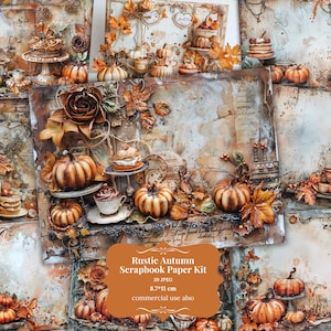 Rustic Autumn Junk Journal Pages, Digital Fall Scrapbook Paper, Printable Autumn Leaves Collage Sheet, Fall Leaf Junk Journal Kit, Autumn