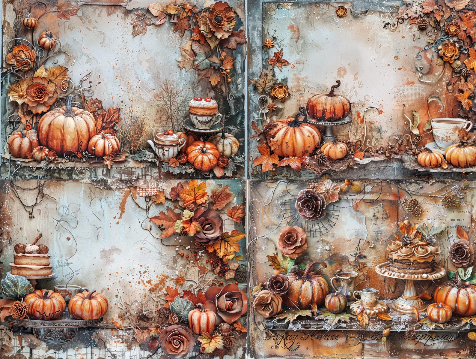 Rustic Autumn Junk Journal Pages, Digital Fall Scrapbook Paper ...