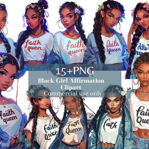 Empowering affirmation Black girl clipart | Black Women Clipart 300 dpi | Christian PNG | Black Girl png | Christian designs | Commercial