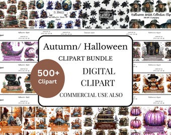 Kit Mega Bundle de cliparts Halloween best-seller, clipart Halloween Png, clipart collection Happy Halloween, sorcière, fantôme, Halloween