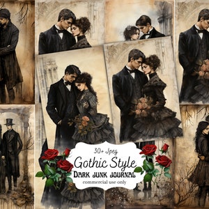 Gothic couple Junk Journal, Gothic Dream, Junk Journal Pages, Junk Journal Kit, Scrapbook Kit, Journaling Supplies Ephemera, Printables junk