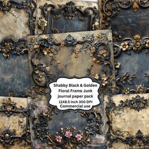 Antique floral Black & Gold Frames Clipart Collection With Free Commercial License Rococo and Baroque Golden Clip Art ,Vintage Designs