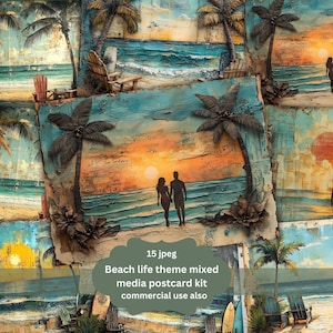 Sea Beach life junk journal , Beach Junk Journal, Coastal Journal Kit, Nautical Scrapbook, Vintage Beach Theme, Ocean Background Set, Printa