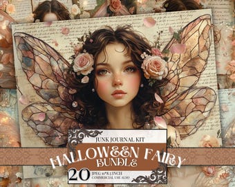 Fairy Junk Journal Pages, Enchanted Ephemera Bundle, Cottagecore Fantasy Printable, Vintage Fairycore Kit, Floral Fairy JPEG