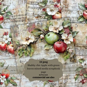 Kit per diario floreale Vintage Apples Junk Journal Vintage Ephemera, diario digitale Apple, scrapbooking, frutta, pagine shabby stampabili istantanee