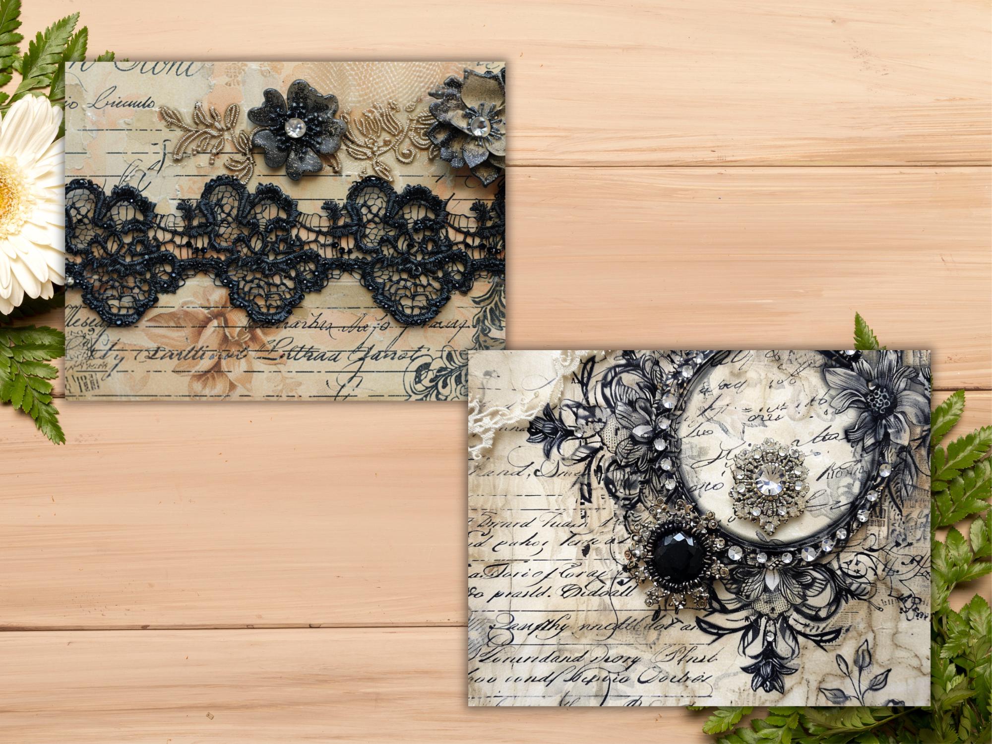 Black Lace Shabby Chic Junk Journal Kit Black Vintage Lace Ephemera ...