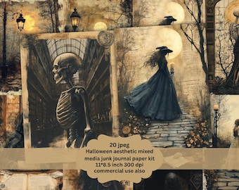 Haunted Junk Journal Pages: Spooky Witch Ephemera (Digital Download 8.5x11 in