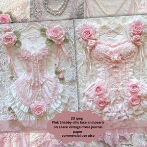 Vestido rosa da era vitoriana Cartão postal, Diário de lixo eletrônico, Elementos de aquarela vitorianos, Licença comercial, Download instantâneo para impressão