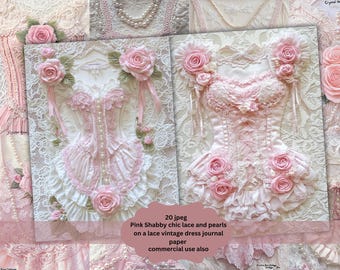 Pink Victorian era dress Postcard, Ephemera Junk Journal, Victorian Watercolor Elements, Commercial License, Printable Instant Download