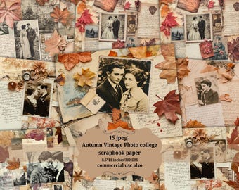 Autumn Vintage Lovers, Victorian Couples, Romantic Journal, Printable Ephemera, Love Junk Journal, Romantic Couples, ATC Cards, floral
