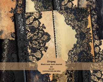 Gothic Lace Junk Journal Kit Vintage Shabby Chic Collage Sheets ...