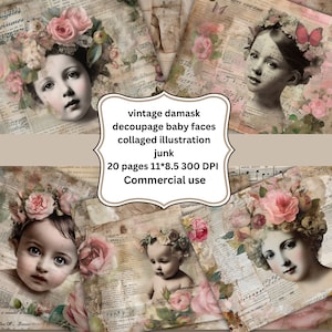 Diario spazzatura vintage, Ephemera, Cartoline francesi stampabili, Confezione, Piccoli bambini, Asilo nido, Nuovo, Bambino, Kit digitale