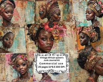 Black Women Junk Journal, African American, Junk Journal Kit, Digital Papers, Printable Ephemera, Digital Journal Kit, Black Woman Journal