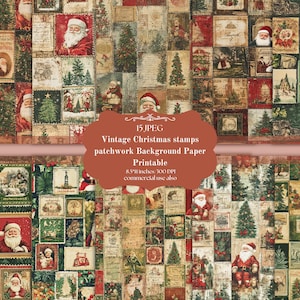 Vintage  Printable Christmas Stamps, Vintage Ephemera, Sticker Sheet Junk Journal Supplies, Winter Scraps, Digital Scrapbook, Collage sheets