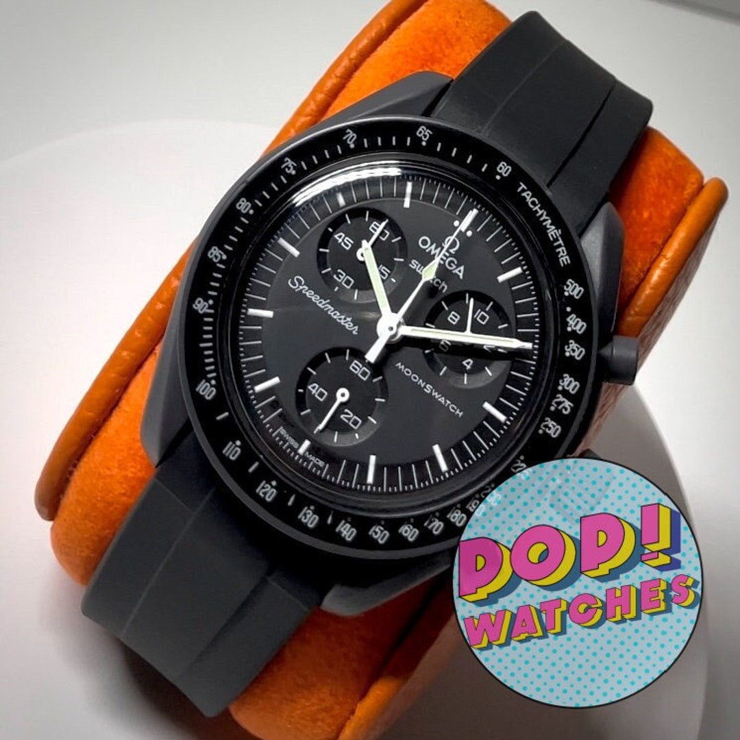 Black RUBBER STRAP for Moonswatch FREE Mission to Mercury Included With