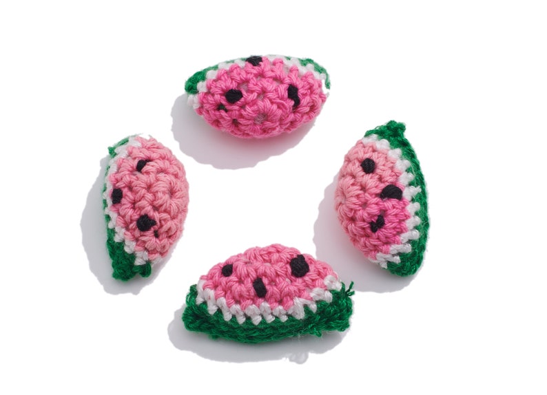Crochet Watermelon Earrings Charm / Knit Weaving Earrings / Handmade Crochet Earring / Handmade Watermelon Earrings / Jewelry DIY 3535mm image 2