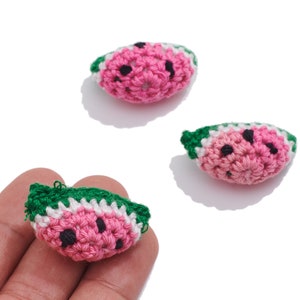 Crochet Watermelon Earrings Charm / Knit Weaving Earrings / Handmade Crochet Earring / Handmade Watermelon Earrings / Jewelry DIY 3535mm image 3