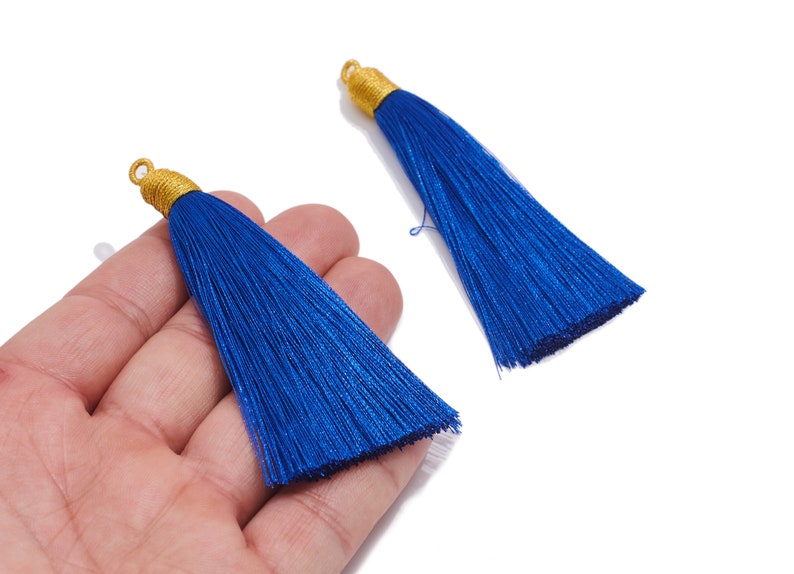 Colorful Silky Tassels Earrings Charm / Handmade Boho Tassels Earrings / with Iron Jump Ring / Solid Color Earrings / Jewelry DIY 8410mm Light Blue