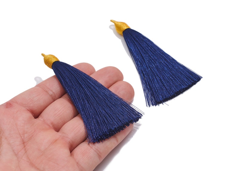 Colorful Silky Tassels Earrings Charm / Handmade Boho Tassels Earrings / with Iron Jump Ring / Solid Color Earrings / Jewelry DIY 8410mm Blue