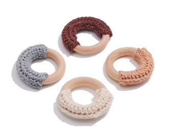 Crochet Circle Earrings Charm / with Wooden Ring / Knit Weaving Earrings / Cotton Round Earrings and Pendant / Jewelry Handmade DIY 42*42mm