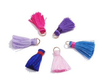 Colorful Silky Tassels Earrings Charm / Boho Tassels Earrings / with Iron jump Ring / Solid Color Earrings and Pendant / Jewelry DIY 24*6mm