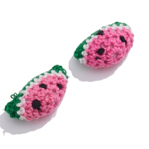 Crochet Watermelon Earrings Charm / Knit Weaving Earrings / Handmade Crochet Earring / Handmade Watermelon Earrings / Jewelry DIY 3535mm image 1