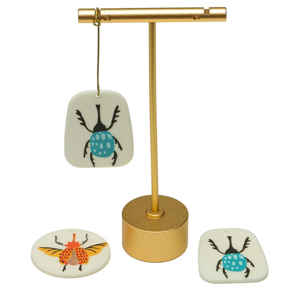 Acrylic Insect Charm / Hercules Beetle Earring Charm / Flying Charm / Acrylic Circle Insect Earring and Pendant / Jewelry Making DIY 37*30mm