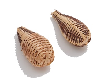 Handwoven Rattan Conical Earrings / Handmade Rattan Lovely Decorate / Wooden Straw Geometric Earrings and Pendant / Handmade DIY40*16mm