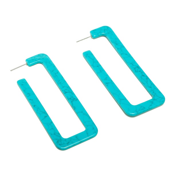 Open Rectangle Earrings Stud / Huge Rectangle Hoops Earring Stud / Without Holes / Acrylic Long Rectangle Earring Post / Jewelry DIY 76*28mm