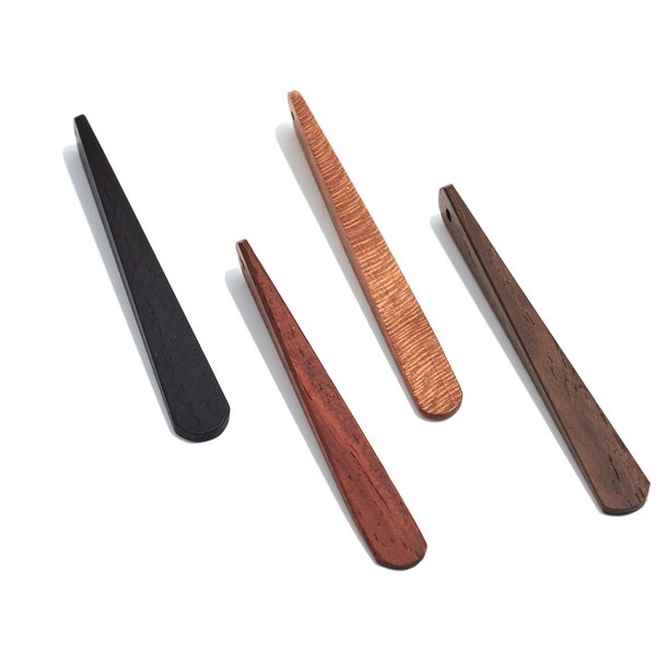 Rosewood Hammered Bar Charms / Ebony Wood Long Bar Earring Charms / 1 Hole / Natural Wood Rectangle Pendant / For Necklace / Jewelry 65*7mm