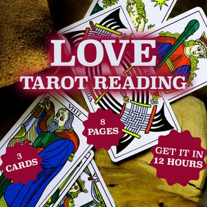 Lectura de Tarot del Amor, Lectura de Tarot, Lectura de Tarot del Amor de 3 Cartas, 3 Cartas, Carta del Tarot, Imprimible