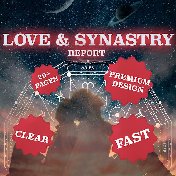 Synastry Chart Reading - Synastry Report - Relationship, Compatibility & Love Reading, Printable Synastry Chart, Printable Love Reading