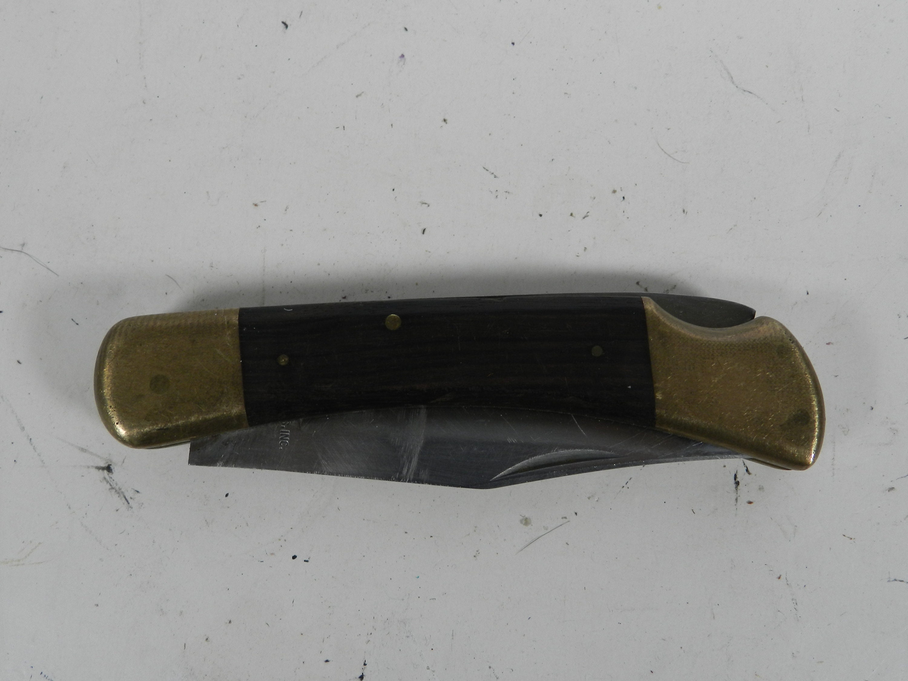 Vintage Klein Tools 44037 Wood Handle Folding Lockback Knife 3.5