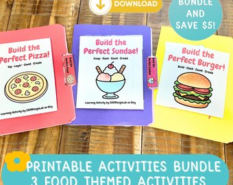 Build A Activity, Kid Activity Bundle, Make a Pizza Activity, Build an Ice Cream Sundae, Build a Burger File Folder Games for Kids Preschool