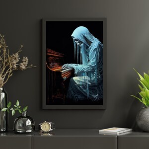 Melodic Skeleton Pianist Print | PRINTABLE Wall Art | Digital Download | Home Decor | Office Decor | Wall Canvas