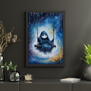 Ghost on Swing Print | PRINTABLE Wall Art | Digital Download | Home Decor | Office Decor | Wall Canvas