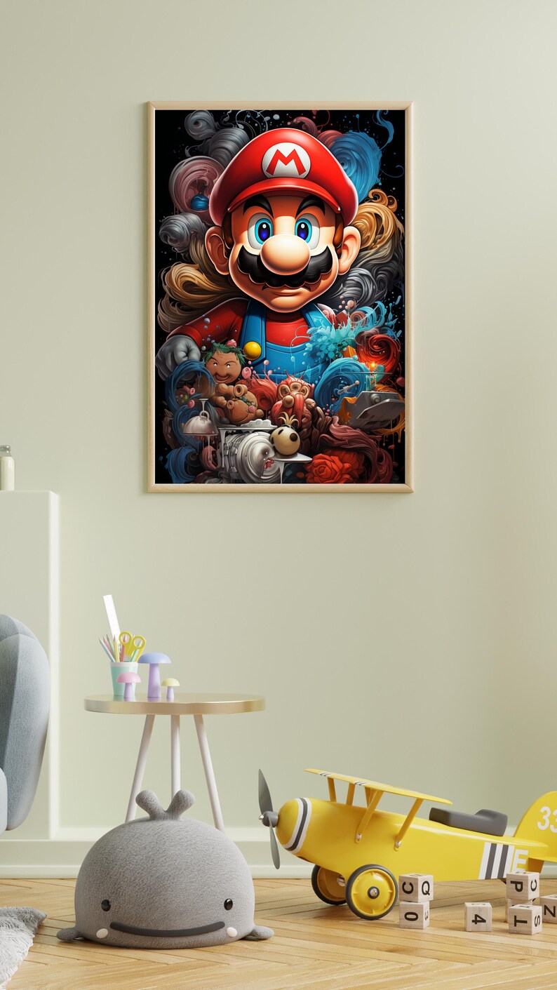 Super Mario Painting for Kids PRINTABLE Wall Art Digital Download Home ...