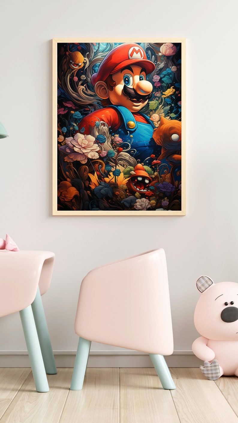 Super Mario Painting for Kids| PRINTABLE Wall Art | Digital Download ...