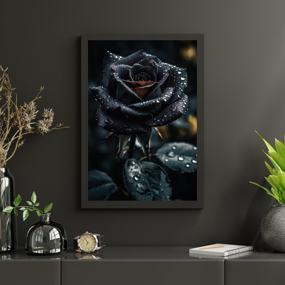 Black Rose Print | PRINTABLE Wall Art | Digital Download | Home Decor ...