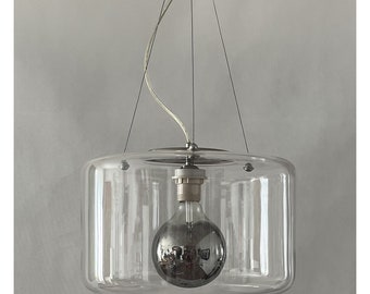 Lampe suspendue en verre transparent soufflé